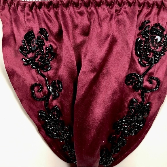 NWT VINTAGE SILK Beading and Sequins String Bikini‎ Victoria’s Secret Burgundy - Picture 2 of 7